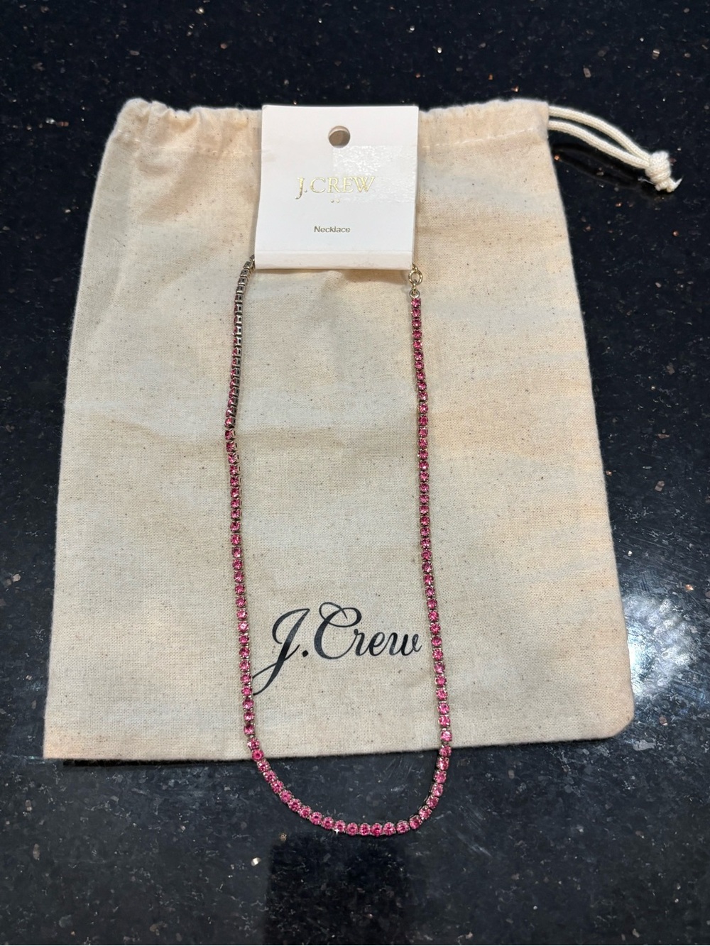 J. Crew Pink Crystal Chain Necklace
